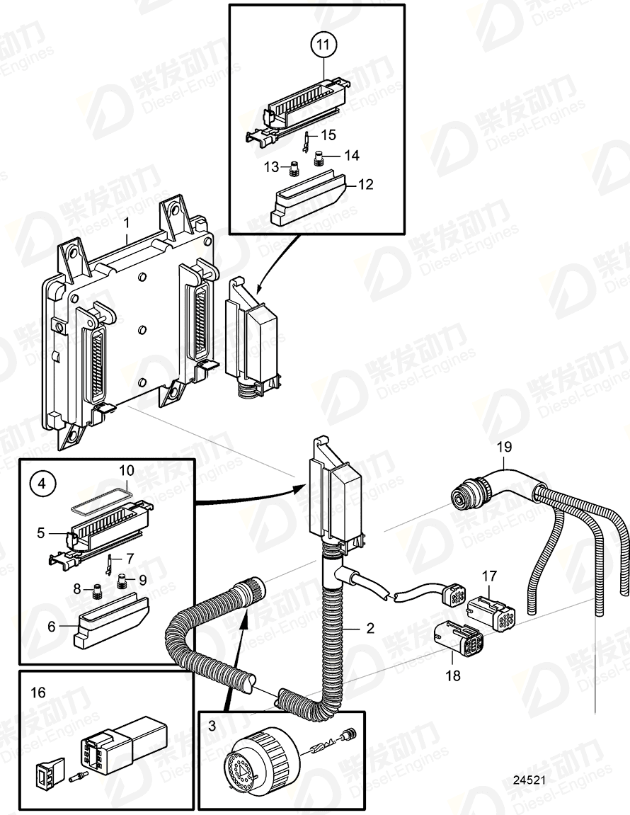 VOLVO Cable connection, connector 20556430 Drawing VOLVO Cable connection, connector 20556430 Drawing